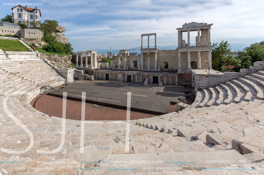 PLOVDIV, BULGARIA - MAY 1, 2016: Ruins of Ancient Roman theatre in Plovdiv, Bulgaria