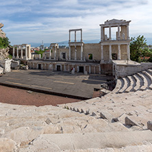 PLOVDIV, BULGARIA - MAY 1, 2016: Ruins of Ancient Roman theatre in Plovdiv, Bulgaria