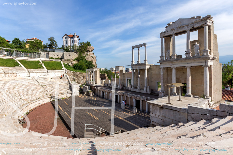 PLOVDIV, BULGARIA - MAY 1, 2016: Ruins of Ancient Roman theatre in Plovdiv, Bulgaria