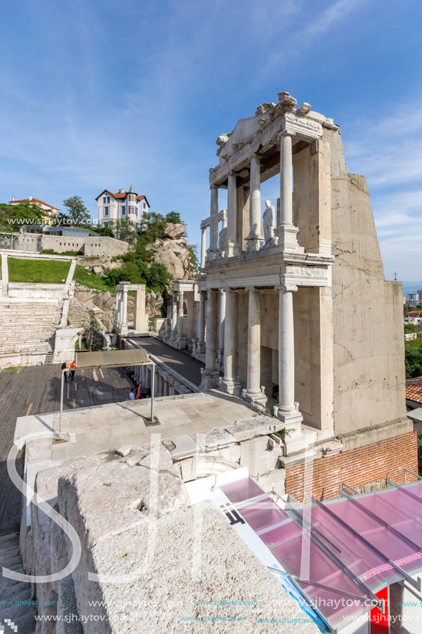 PLOVDIV, BULGARIA - MAY 1, 2016: Ruins of Ancient Roman theatre in Plovdiv, Bulgaria