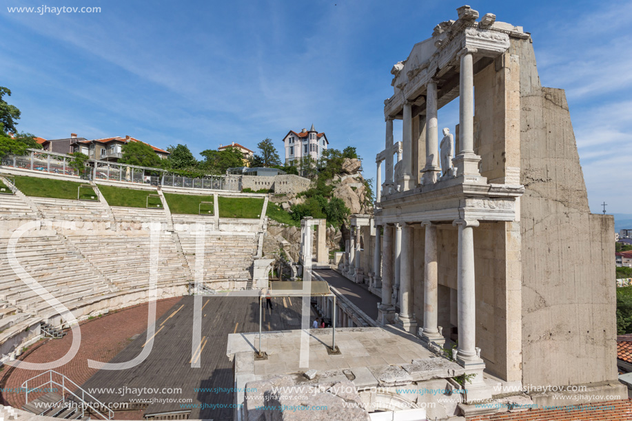 PLOVDIV, BULGARIA - MAY 1, 2016: Ruins of Ancient Roman theatre in Plovdiv, Bulgaria