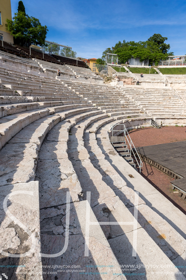 PLOVDIV, BULGARIA - MAY 1, 2016: Ruins of Ancient Roman theatre in Plovdiv, Bulgaria