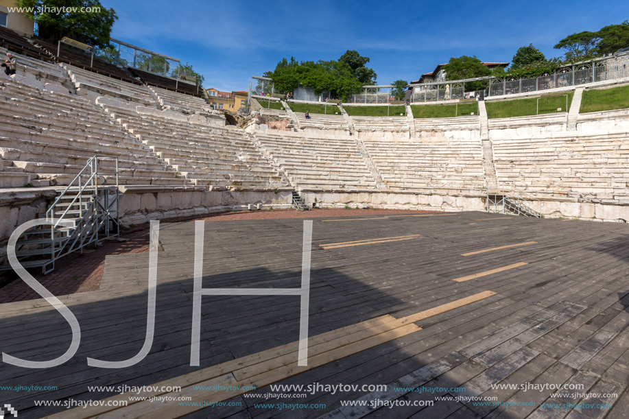 PLOVDIV, BULGARIA - MAY 1, 2016: Ruins of Ancient Roman theatre in Plovdiv, Bulgaria