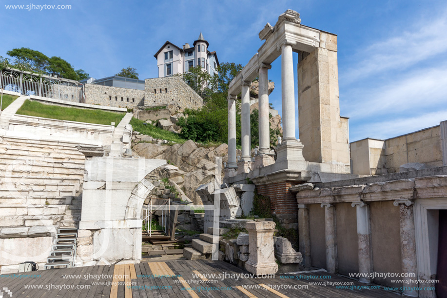 PLOVDIV, BULGARIA - MAY 1, 2016: Ruins of Ancient Roman theatre in Plovdiv, Bulgaria