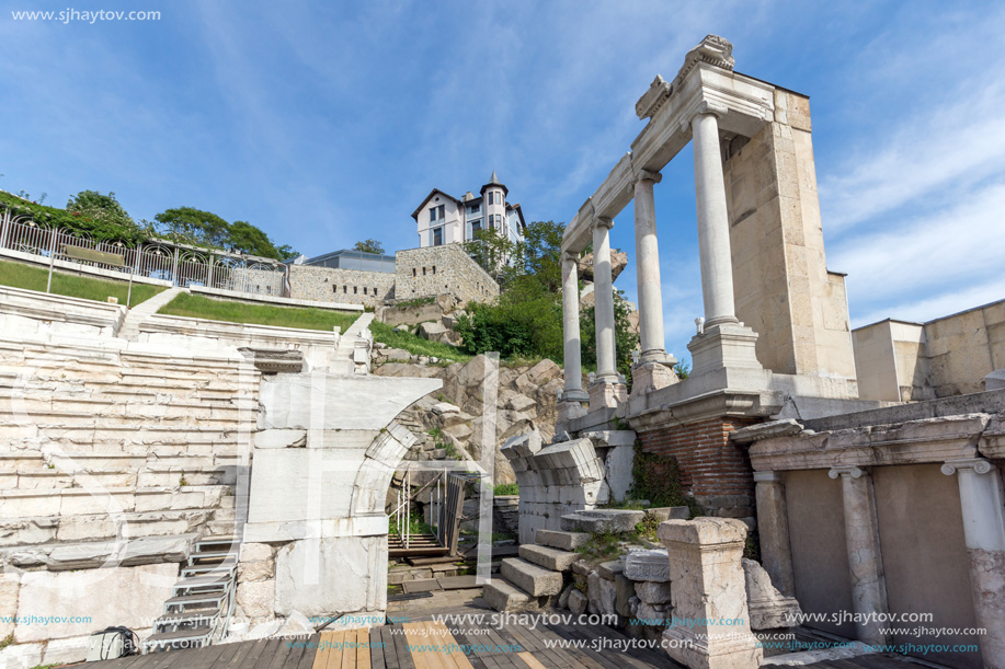 PLOVDIV, BULGARIA - MAY 1, 2016: Ruins of Ancient Roman theatre in Plovdiv, Bulgaria