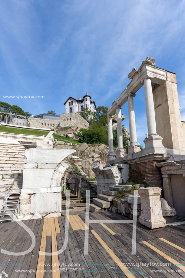 PLOVDIV, BULGARIA - MAY 1, 2016: Ruins of Ancient Roman theatre in Plovdiv, Bulgaria