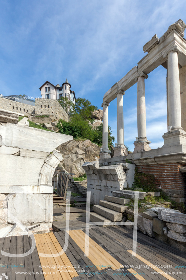 PLOVDIV, BULGARIA - MAY 1, 2016: Ruins of Ancient Roman theatre in Plovdiv, Bulgaria