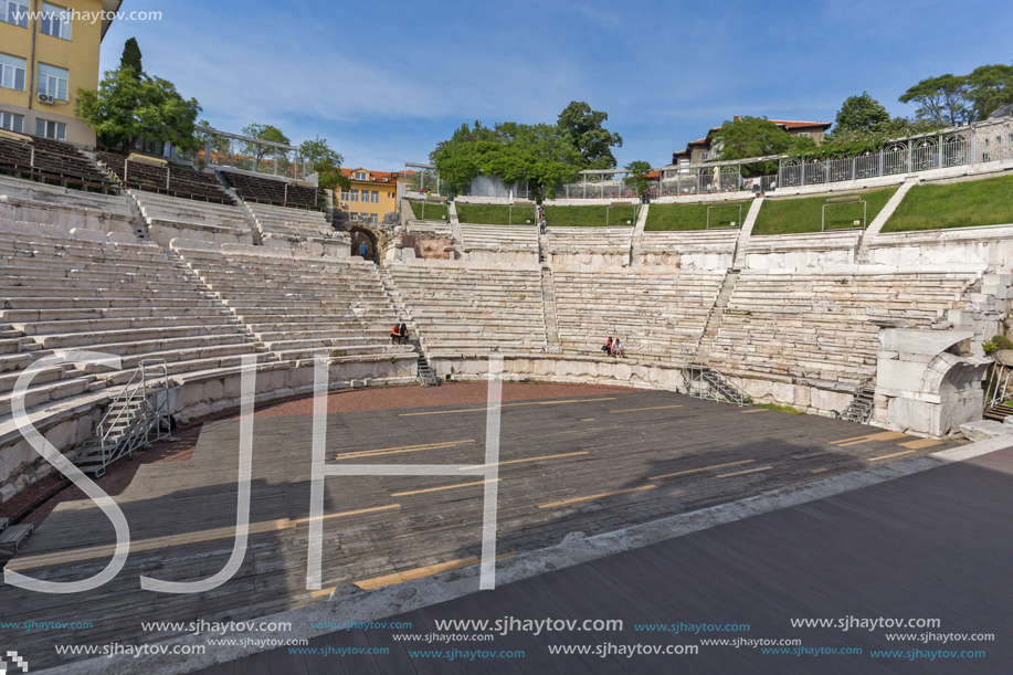 PLOVDIV, BULGARIA - MAY 1, 2016: Ruins of Ancient Roman theatre in Plovdiv, Bulgaria