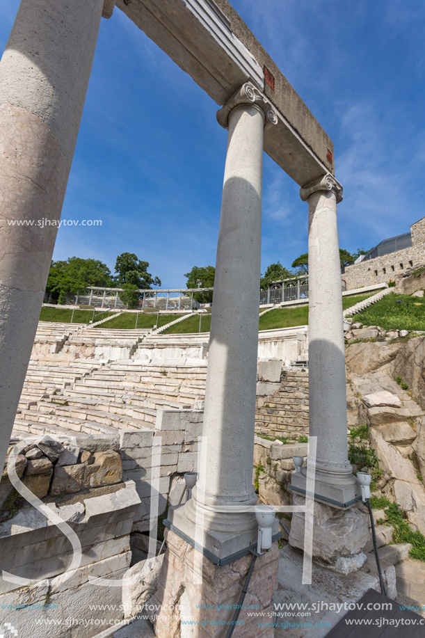 PLOVDIV, BULGARIA - MAY 1, 2016: Ruins of Ancient Roman theatre in Plovdiv, Bulgaria