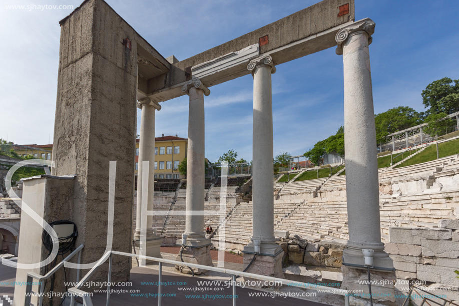 PLOVDIV, BULGARIA - MAY 1, 2016: Ruins of Ancient Roman theatre in Plovdiv, Bulgaria