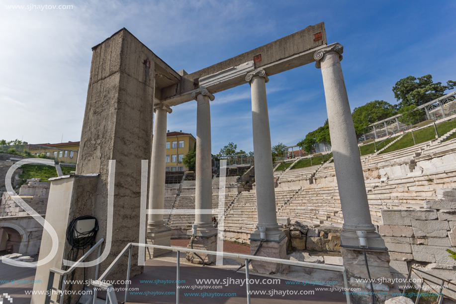 PLOVDIV, BULGARIA - MAY 1, 2016: Ruins of Ancient Roman theatre in Plovdiv, Bulgaria