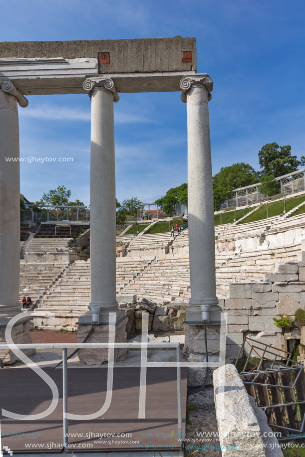 PLOVDIV, BULGARIA - MAY 1, 2016: Ruins of Ancient Roman theatre in Plovdiv, Bulgaria