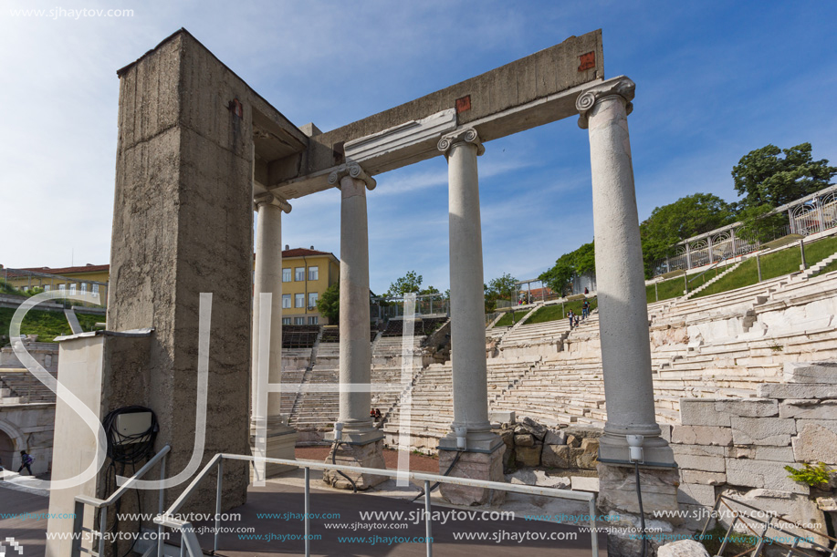 PLOVDIV, BULGARIA - MAY 1, 2016: Ruins of Ancient Roman theatre in Plovdiv, Bulgaria