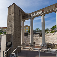PLOVDIV, BULGARIA - MAY 1, 2016: Ruins of Ancient Roman theatre in Plovdiv, Bulgaria