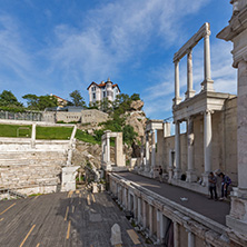 PLOVDIV, BULGARIA - MAY 1, 2016: Ruins of Ancient Roman theatre in Plovdiv, Bulgaria