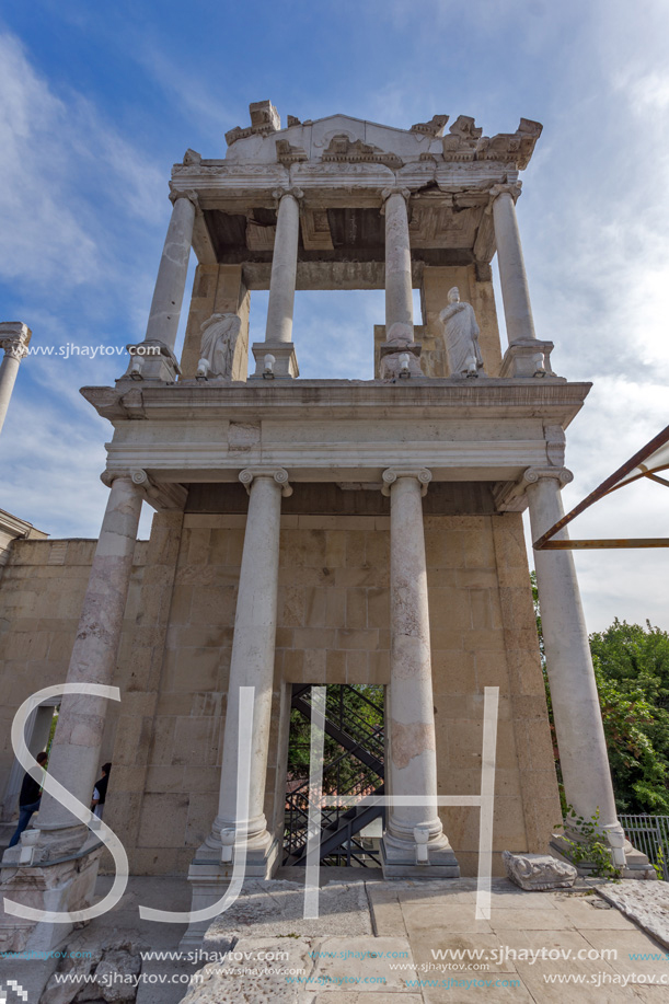 PLOVDIV, BULGARIA - MAY 1, 2016: Ruins of Ancient Roman theatre in Plovdiv, Bulgaria