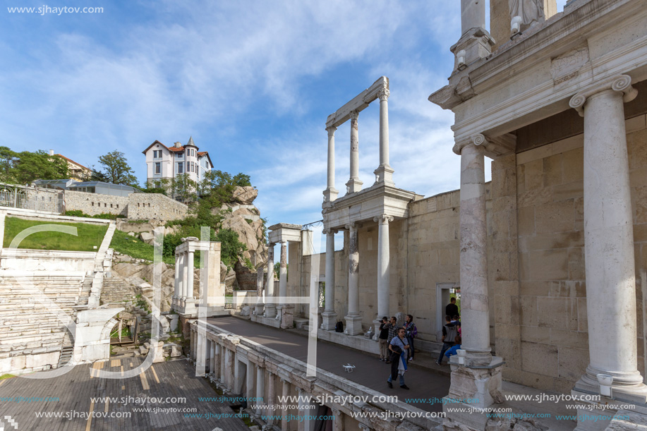 PLOVDIV, BULGARIA - MAY 1, 2016: Ruins of Ancient Roman theatre in Plovdiv, Bulgaria