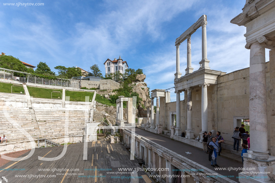 PLOVDIV, BULGARIA - MAY 1, 2016: Ruins of Ancient Roman theatre in Plovdiv, Bulgaria