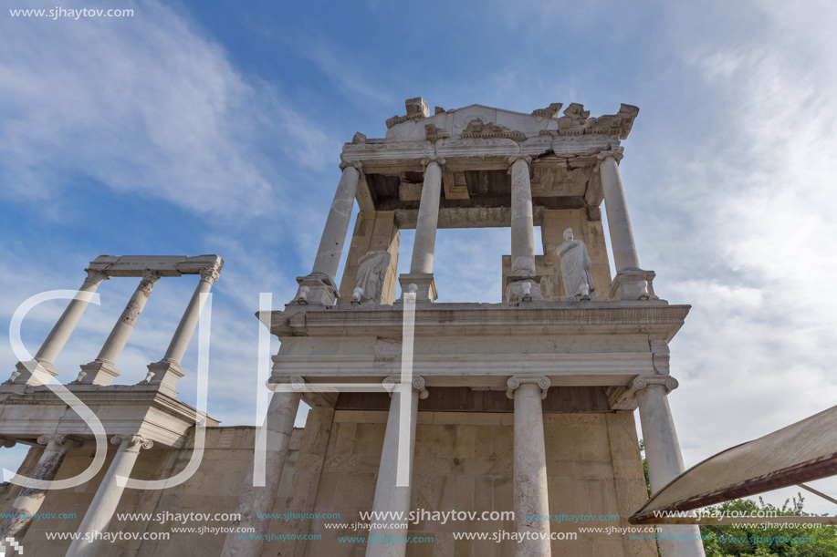 PLOVDIV, BULGARIA - MAY 1, 2016: Ruins of Ancient Roman theatre in Plovdiv, Bulgaria