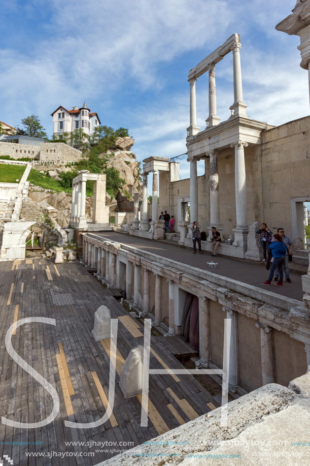 PLOVDIV, BULGARIA - MAY 1, 2016: Ruins of Ancient Roman theatre in Plovdiv, Bulgaria