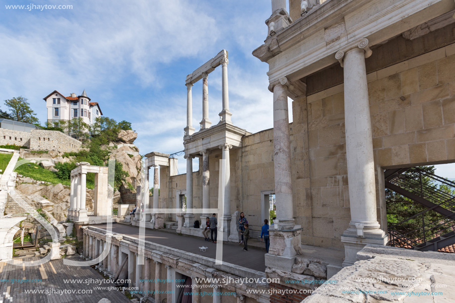 PLOVDIV, BULGARIA - MAY 1, 2016: Ruins of Ancient Roman theatre in Plovdiv, Bulgaria