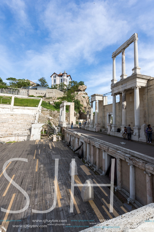 PLOVDIV, BULGARIA - MAY 1, 2016: Ruins of Ancient Roman theatre in Plovdiv, Bulgaria