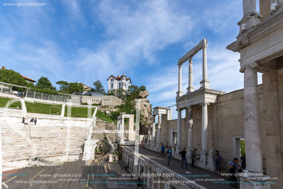 PLOVDIV, BULGARIA - MAY 1, 2016: Ruins of Ancient Roman theatre in Plovdiv, Bulgaria