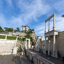PLOVDIV, BULGARIA - MAY 1, 2016: Ruins of Ancient Roman theatre in Plovdiv, Bulgaria