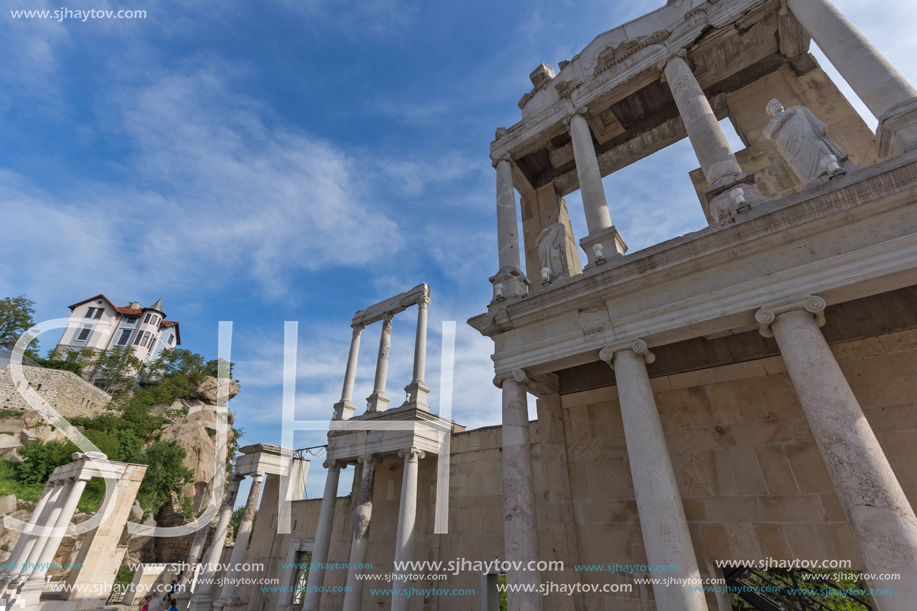 PLOVDIV, BULGARIA - MAY 1, 2016: Ruins of Ancient Roman theatre in Plovdiv, Bulgaria