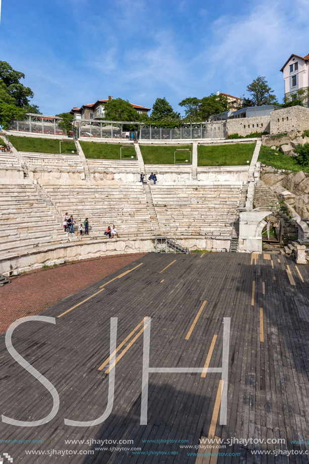 PLOVDIV, BULGARIA - MAY 1, 2016: Ruins of Ancient Roman theatre in Plovdiv, Bulgaria