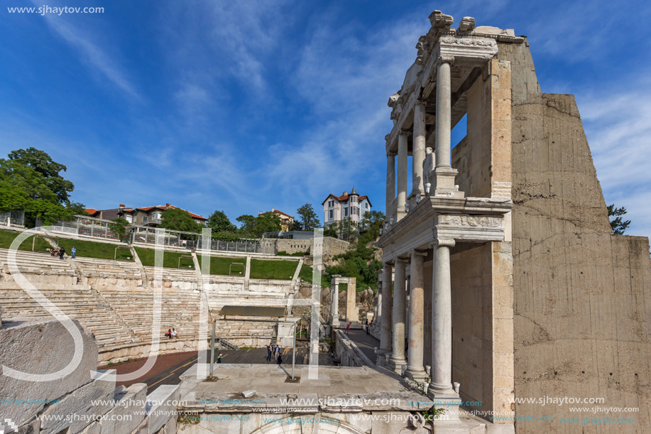 PLOVDIV, BULGARIA - MAY 1, 2016: Ruins of Ancient Roman theatre in Plovdiv, Bulgaria