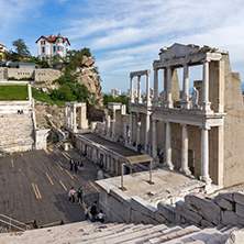 PLOVDIV, BULGARIA - MAY 1, 2016: Ruins of Ancient Roman theatre in Plovdiv, Bulgaria