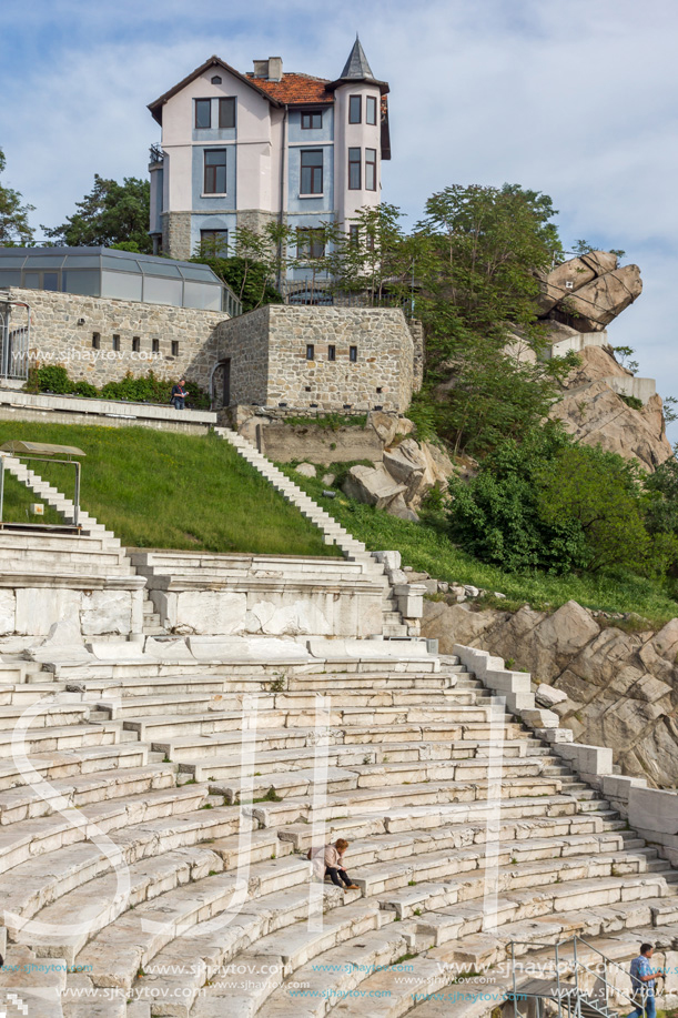 PLOVDIV, BULGARIA - MAY 1, 2016: Ruins of Ancient Roman theatre in Plovdiv, Bulgaria