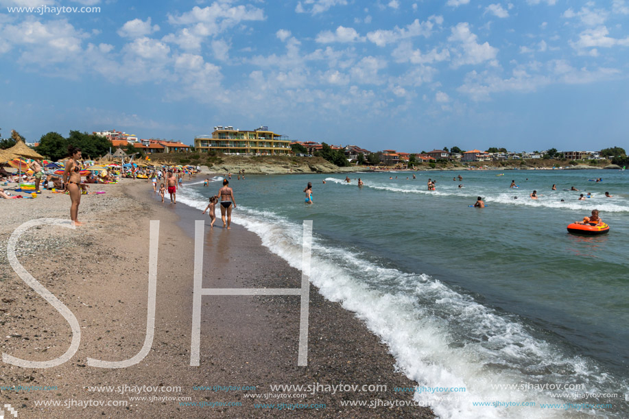 ARAPYA, BULGARIA - JUNE 28, 2013: Panoramic view of Arapya Beach near town of Tsarevo, Burgas Region, Bulgaria