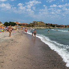 ARAPYA, BULGARIA - JUNE 28, 2013: Panoramic view of Arapya Beach near town of Tsarevo, Burgas Region, Bulgaria