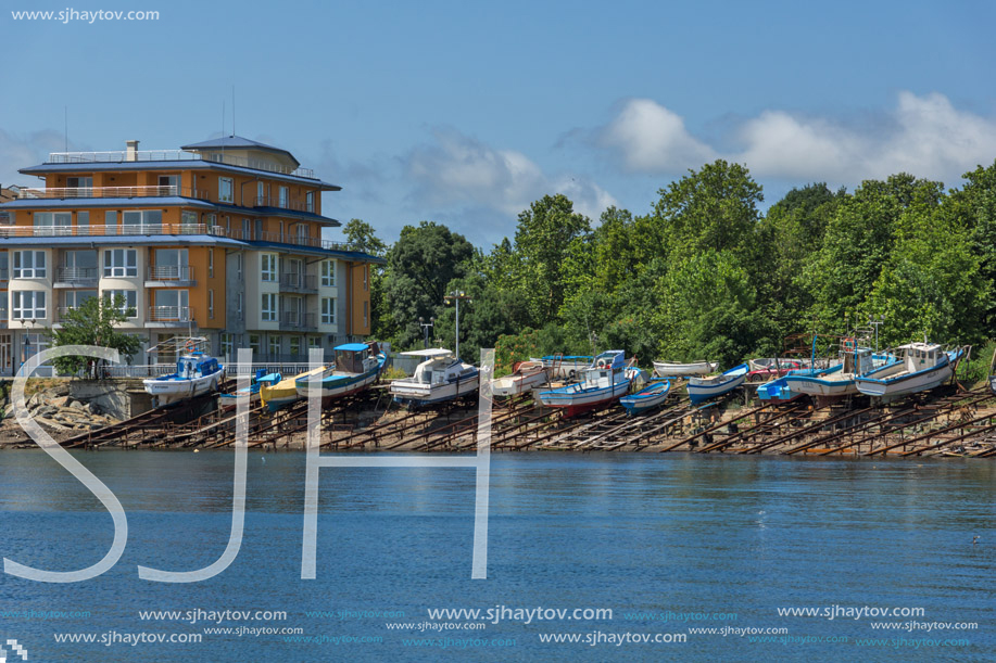 AHTOPOL, BULGARIA - JUNE 30, 2013: Panorama of port of town of Ahtopol,  Burgas Region, Bulgaria