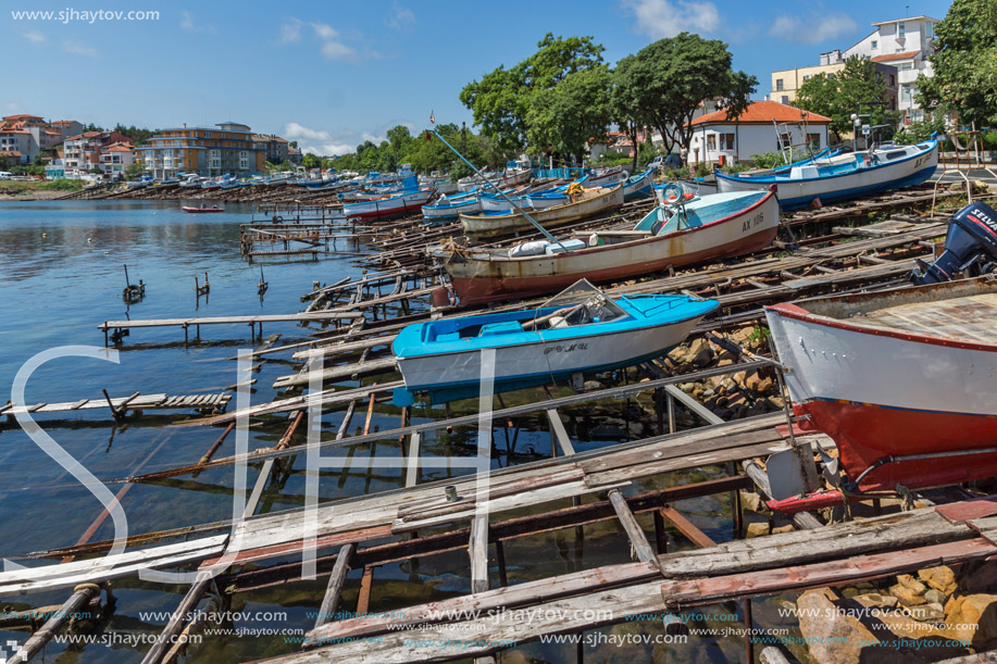 AHTOPOL, BULGARIA - JUNE 30, 2013: Panorama of port of town of Ahtopol,  Burgas Region, Bulgaria