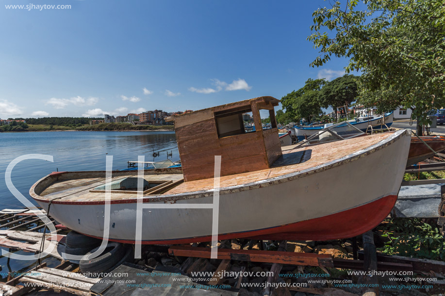 AHTOPOL, BULGARIA - JUNE 30, 2013: Panorama of port of town of Ahtopol,  Burgas Region, Bulgaria