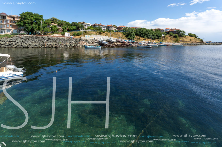 AHTOPOL, BULGARIA - JUNE 30, 2013: Panorama of port of town of Ahtopol,  Burgas Region, Bulgaria