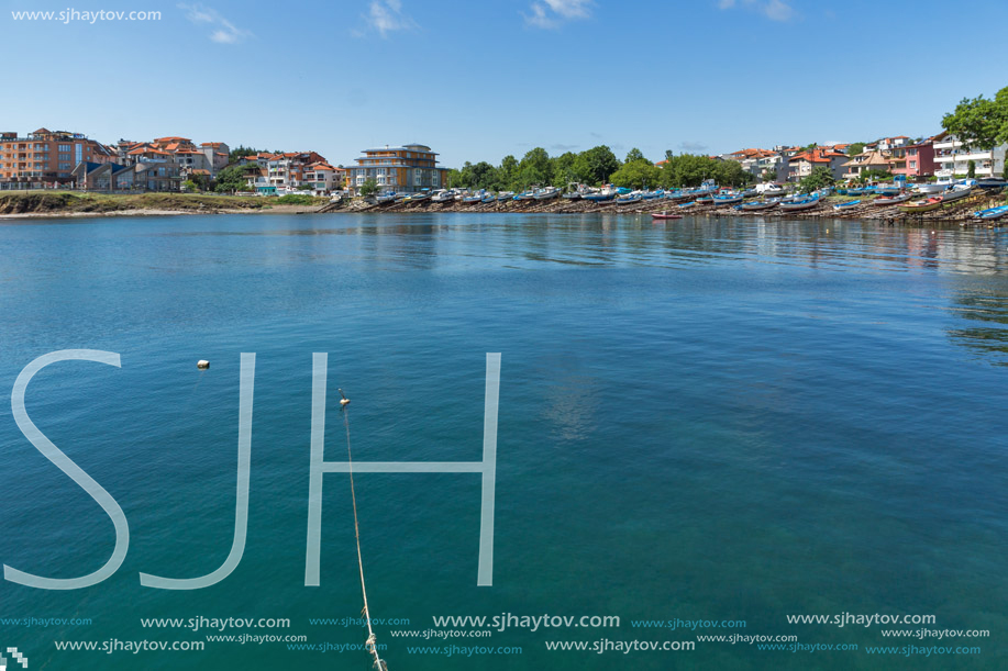 AHTOPOL, BULGARIA - JUNE 30, 2013: Panorama of port of town of Ahtopol,  Burgas Region, Bulgaria