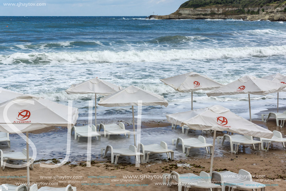 TSAREVO, BULGARIA - JULY 1, 2013:  Panorama of the Beach of town of Tsarevo, Burgas Region, Bulgaria