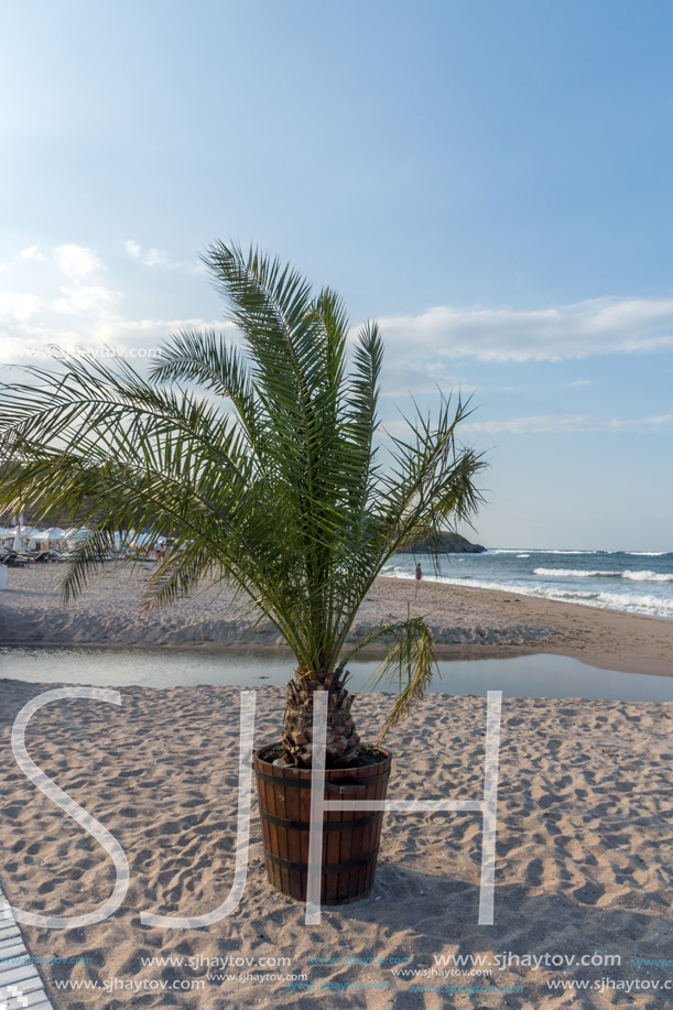 LOZENETS, BULGARIA - JULY 2, 2013: Panorama of Oasis beach near village of Lozenets, Burgas Region, Bulgaria