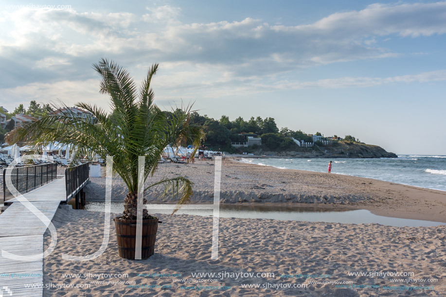 LOZENETS, BULGARIA - JULY 2, 2013: Panorama of Oasis beach near village of Lozenets, Burgas Region, Bulgaria