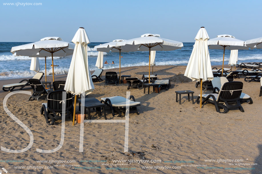 LOZENETS, BULGARIA - JULY 2, 2013: Panorama of Oasis beach near village of Lozenets, Burgas Region, Bulgaria