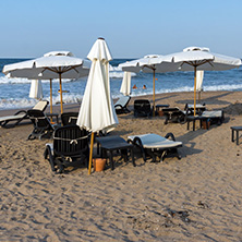 LOZENETS, BULGARIA - JULY 2, 2013: Panorama of Oasis beach near village of Lozenets, Burgas Region, Bulgaria