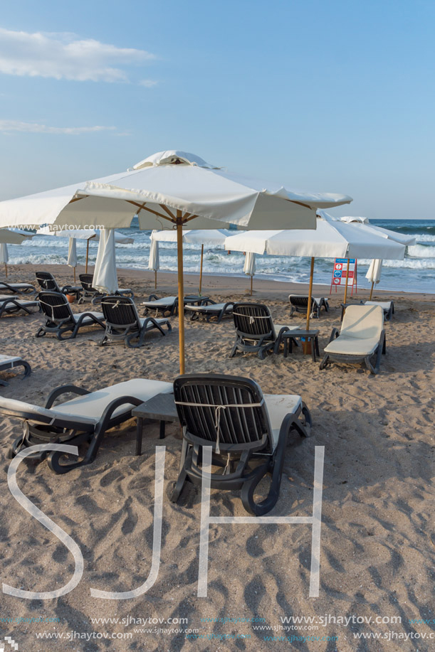 LOZENETS, BULGARIA - JULY 2, 2013: Panorama of Oasis beach near village of Lozenets, Burgas Region, Bulgaria