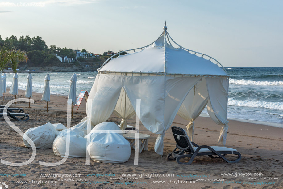 LOZENETS, BULGARIA - JULY 2, 2013: Panorama of Oasis beach near village of Lozenets, Burgas Region, Bulgaria