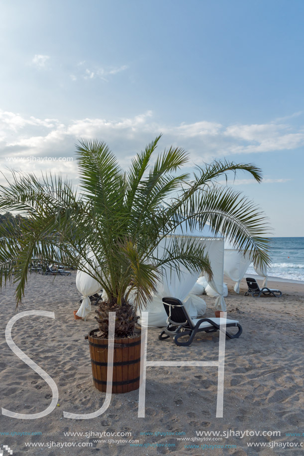 LOZENETS, BULGARIA - JULY 2, 2013: Panorama of Oasis beach near village of Lozenets, Burgas Region, Bulgaria