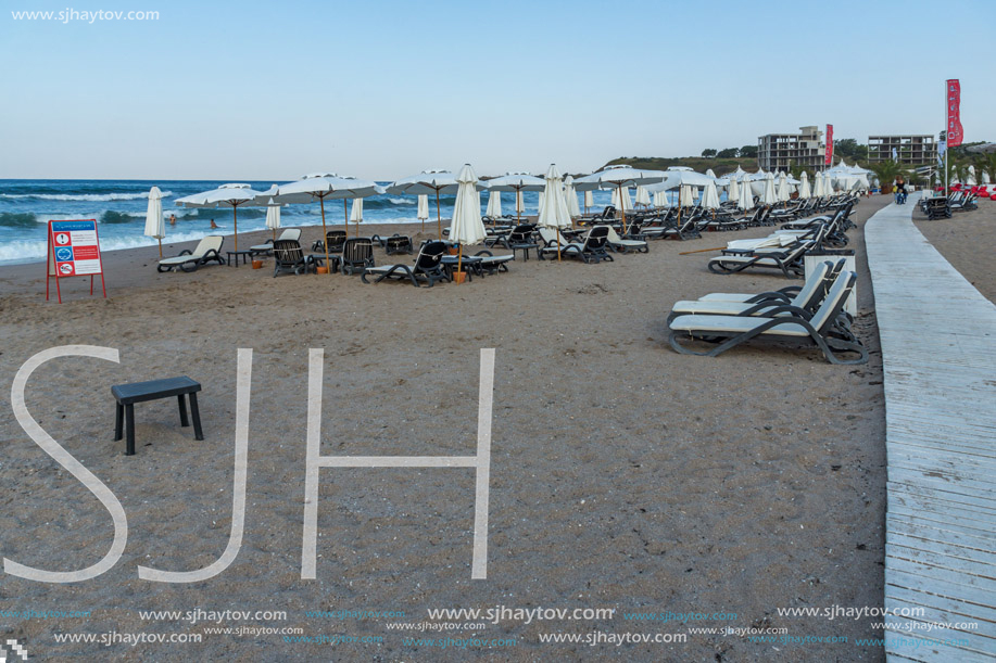 LOZENETS, BULGARIA - JULY 2, 2013: Panorama of Oasis beach near village of Lozenets, Burgas Region, Bulgaria