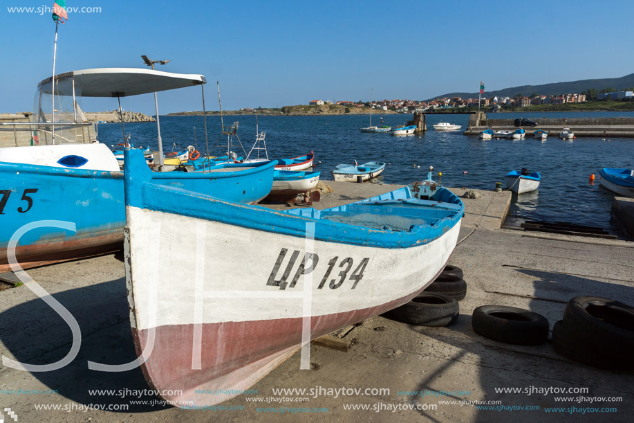 TSAREVO, BULGARIA - JULY 3, 2013: Panorama of the port of town of Tsarevo, Burgas Region, Bulgaria